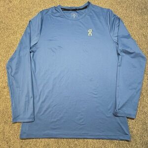 On Cloud Running Core Long T Mens M Blue Performance Athletic Long Sleeve Shirt